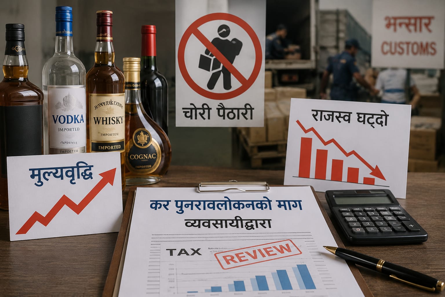 आयातित मदिरा क्षेत्रमा मूल्यवृद्धि,चोरी पैठारी र राजस्व घट्दो/व्यवसायीद्वारा कर पुनरावलोकनको माग